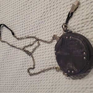 NWT! JUNIOR DRAKE NANO MINI CROSSBODY BOYSENBERRY STUDDED BAG METALLIC P…